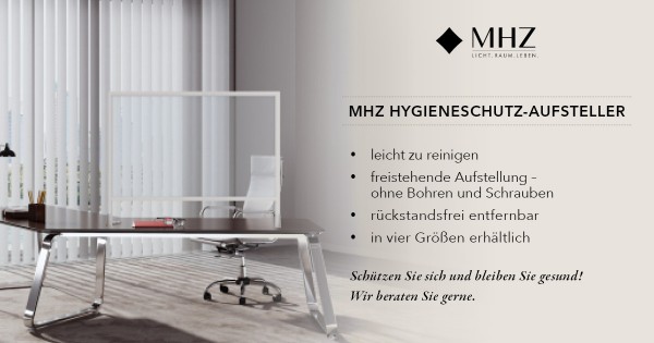 MHZ Hygieneschutz Aufsteller Hygieneschild aus Polycarbonat mit eloxiertem Aluminiumrahmen